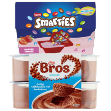 Bros chocolade mousse, Rolo crème dessert, Nesquik chocoballs of Smarties